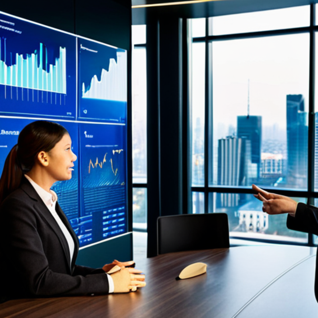 A diverse group of professional business executives, men and women, in modest business attire, gathered around a large, interactive digital display in a sleek, modern corporate boardroom. The digital display shows abstract, illuminated strategic diagrams, growth curves, and global maps, symbolizing future direction and expansion. A large window overlooks a modern city skyline at dusk. The lighting is bright and inspiring. Professional photography, high resolution, soft studio lighting, perfect anatomy, correct proportions, natural pose, well-formed hands, proper finger count, sharp focus, clean composition, safe for work, appropriate content, fully clothed, professional.