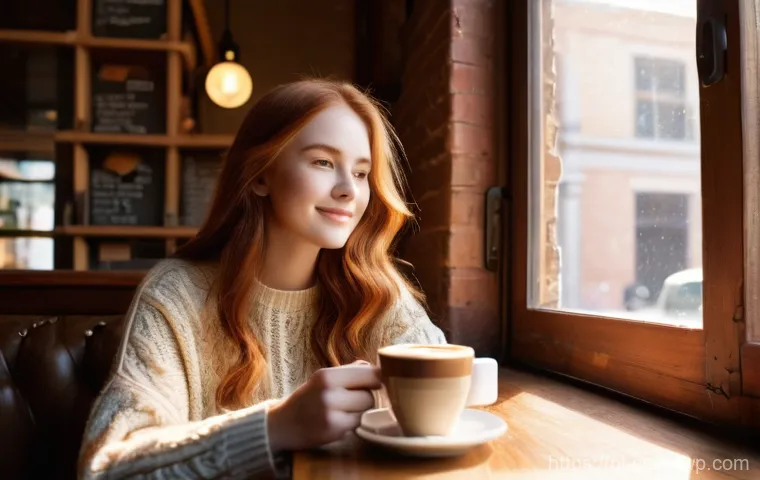 역량 갭 분석의 유용성에 대한 고객 의견 - **Prompt:** A young woman, approximately 20 years old, with long, wavy auburn hair, sits by a sun-dr...