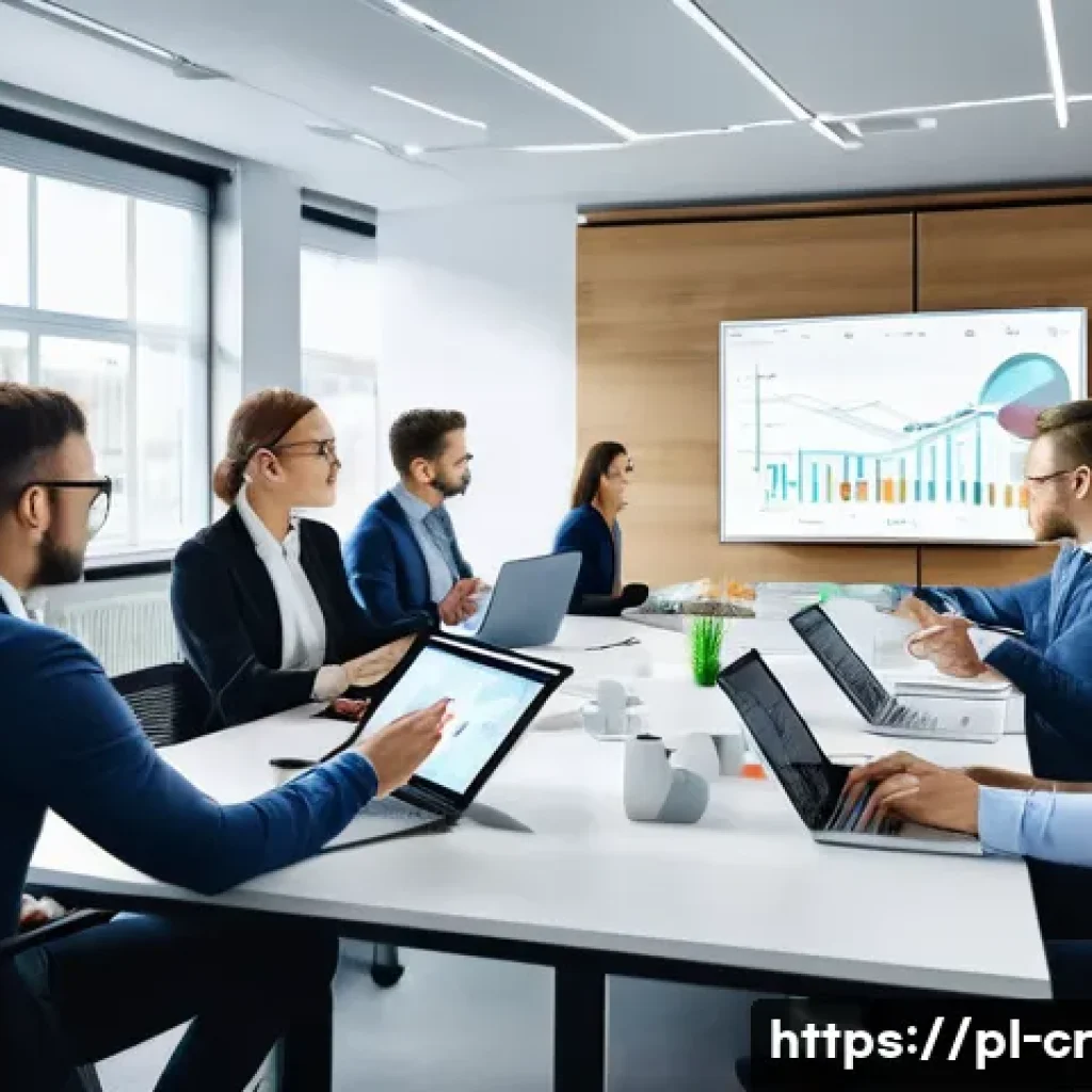 조직의 비즈니스 목표와 역량 갭 분석 - A modern office scene depicting a diverse Polish corporate team engaged in a competency mapping work...