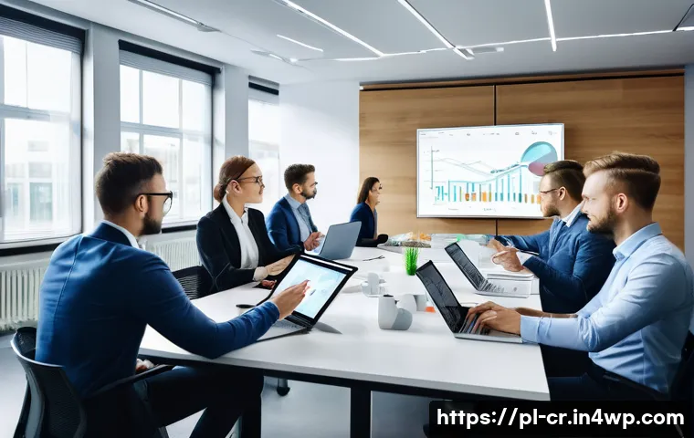 조직의 비즈니스 목표와 역량 갭 분석 - A modern office scene depicting a diverse Polish corporate team engaged in a competency mapping work...