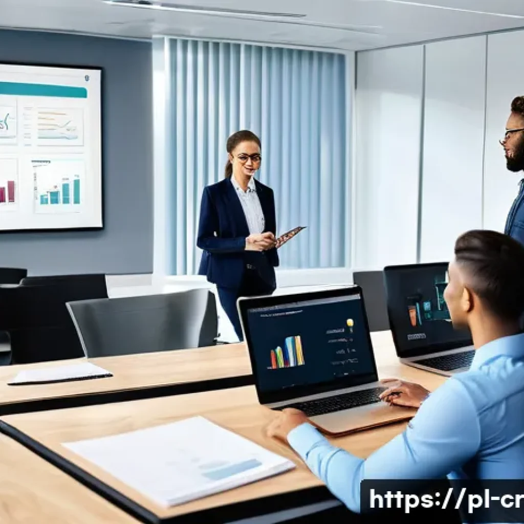 역량 갭 분석과 인재 개발의 관계 - A modern office scene showing a diverse team of professionals engaged in a dynamic training session,...