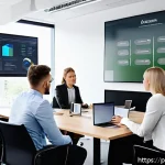 역량 갭 분석을 통한 효과적인 팀 빌딩 - A modern Polish office environment with a diverse team of professionals engaged in a skills analysis...