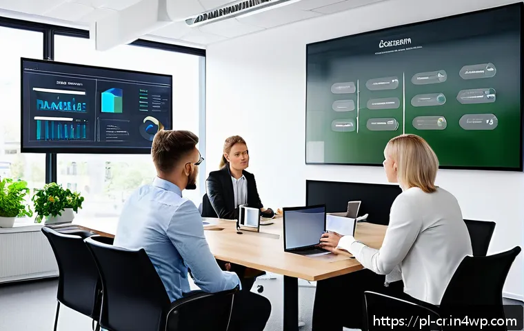 역량 갭 분석을 통한 효과적인 팀 빌딩 - A modern Polish office environment with a diverse team of professionals engaged in a skills analysis...